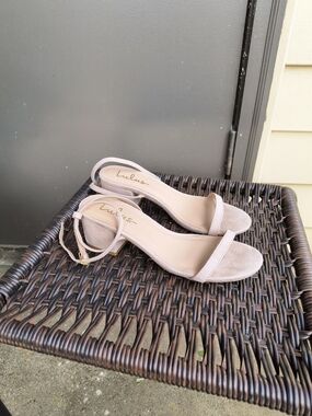 Lulu's Taupe/Pink Nude Suede Block Heel Sandals - Elegant Women's Dress Shoes